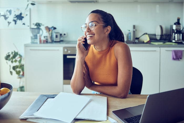 employee working from home enjoying flexible working conditions