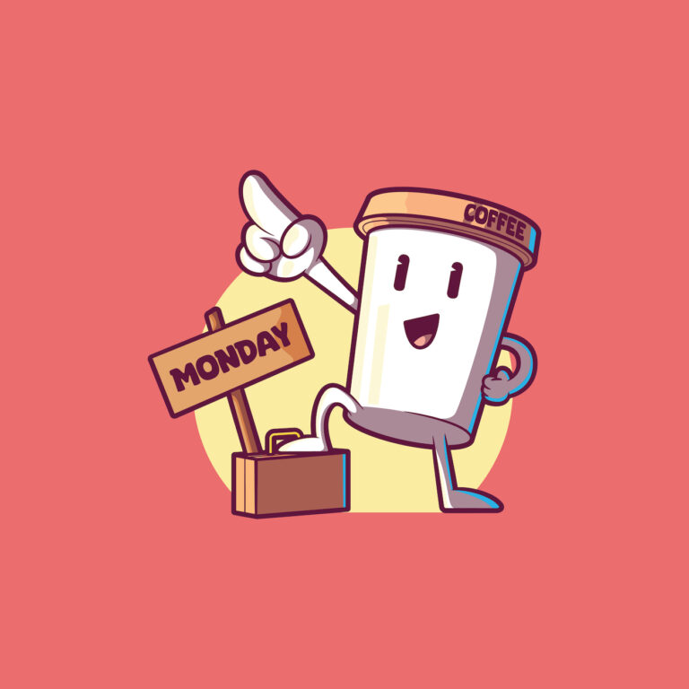 Coffee Cup character with motivational pose vector illustration