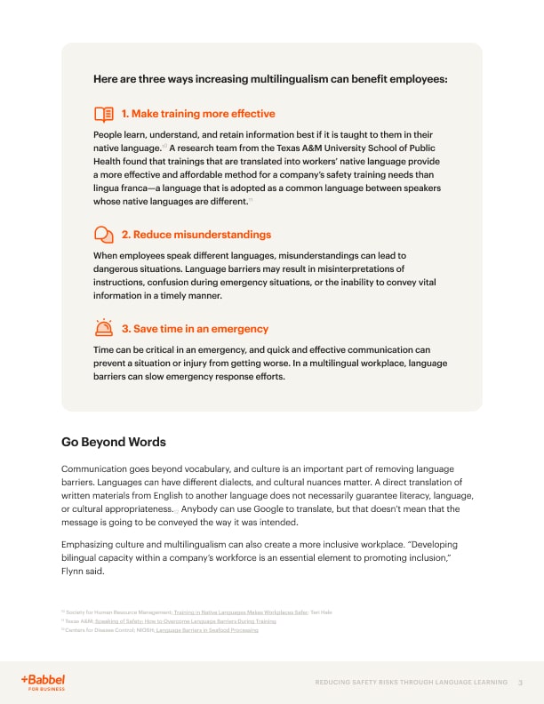Reducing Safety Risks with Language Learning | Babbel for Business US